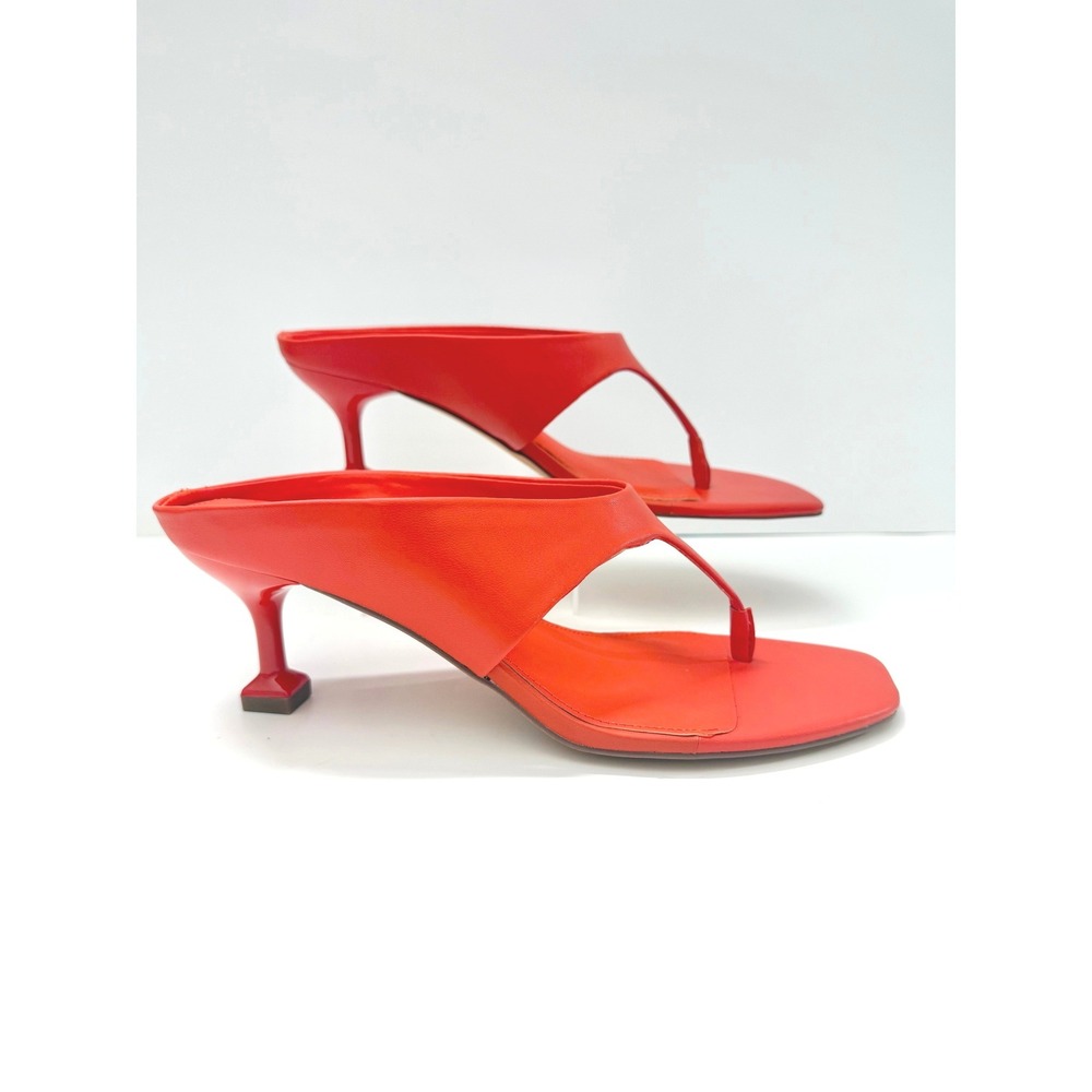 Katy Perry Oceanside Low Rise Thong Flame Kitten Heel Mules Square Toe 9.5M